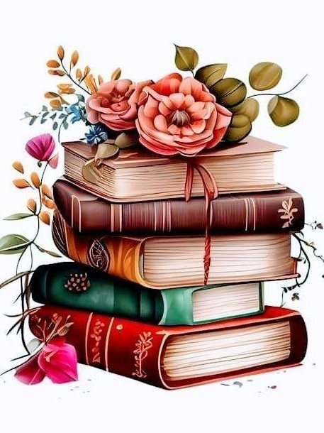 Алмазная мозаика Цветы на книгах полная выкладка квадратные камни на подрамнике 30х40 см