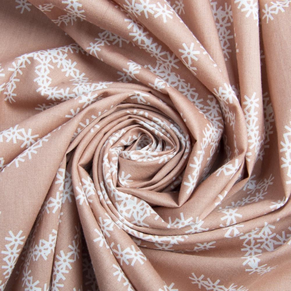 Тканина поплін стрейч Квітковий віночок Пудра (15863)