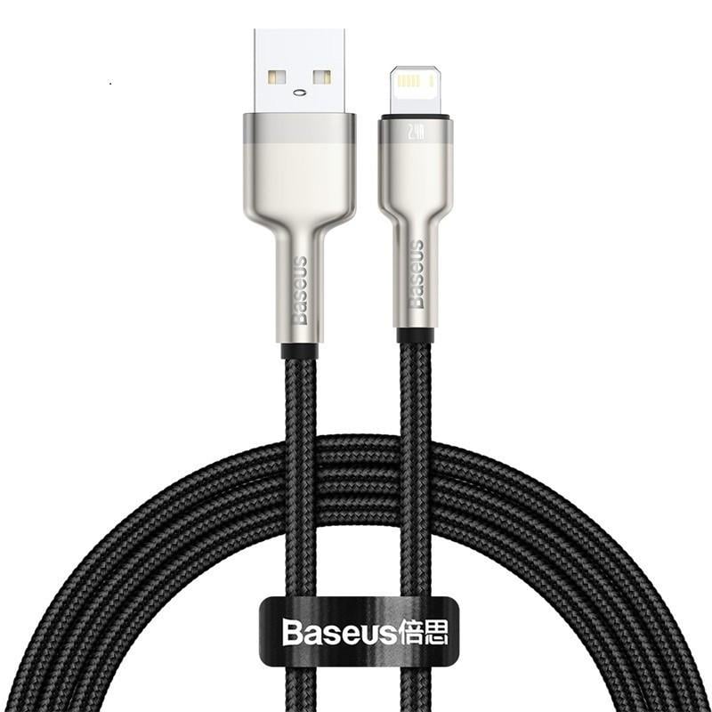 Кабель USB Lightning 2.4A BASEUS Cafule Series Metal Data Cable 1 м Black (CALJK-A01)