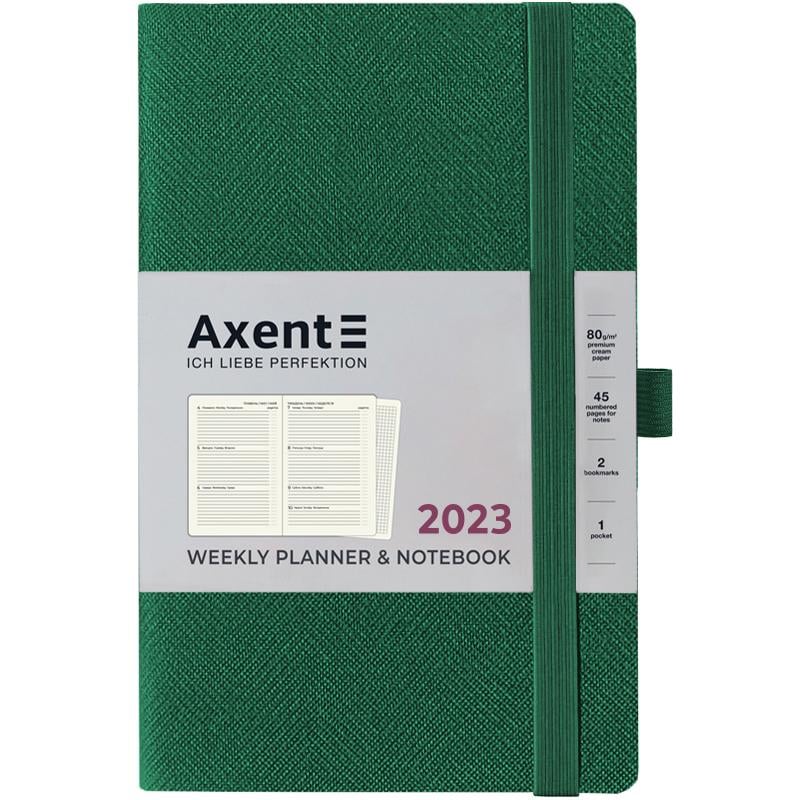 Щотижневик Axent Partner Soft Fabric 125x195 мм 96 аркушів Темно-зелений (8514 23 23 A)