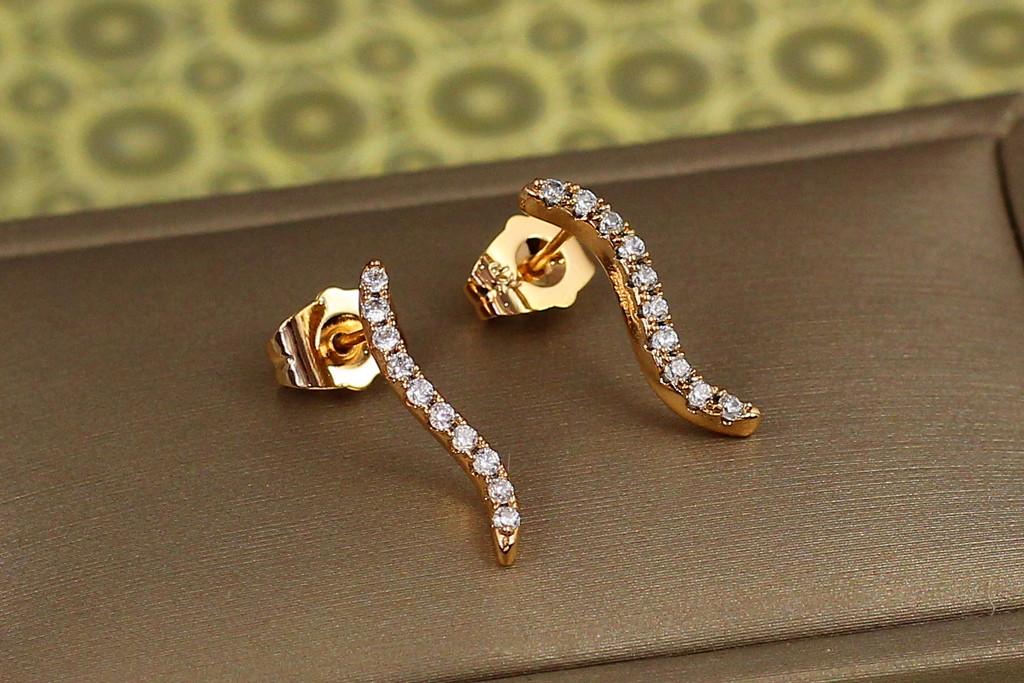 Серьги гвоздики Xuping Jewelry волнистая дорожка 1 см Золотистый (2265217406)