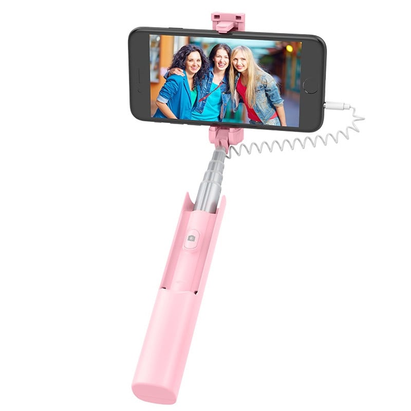 Монопод для cелфі Hoco K9A Graceful 3.5 мм Рожевий (107452)