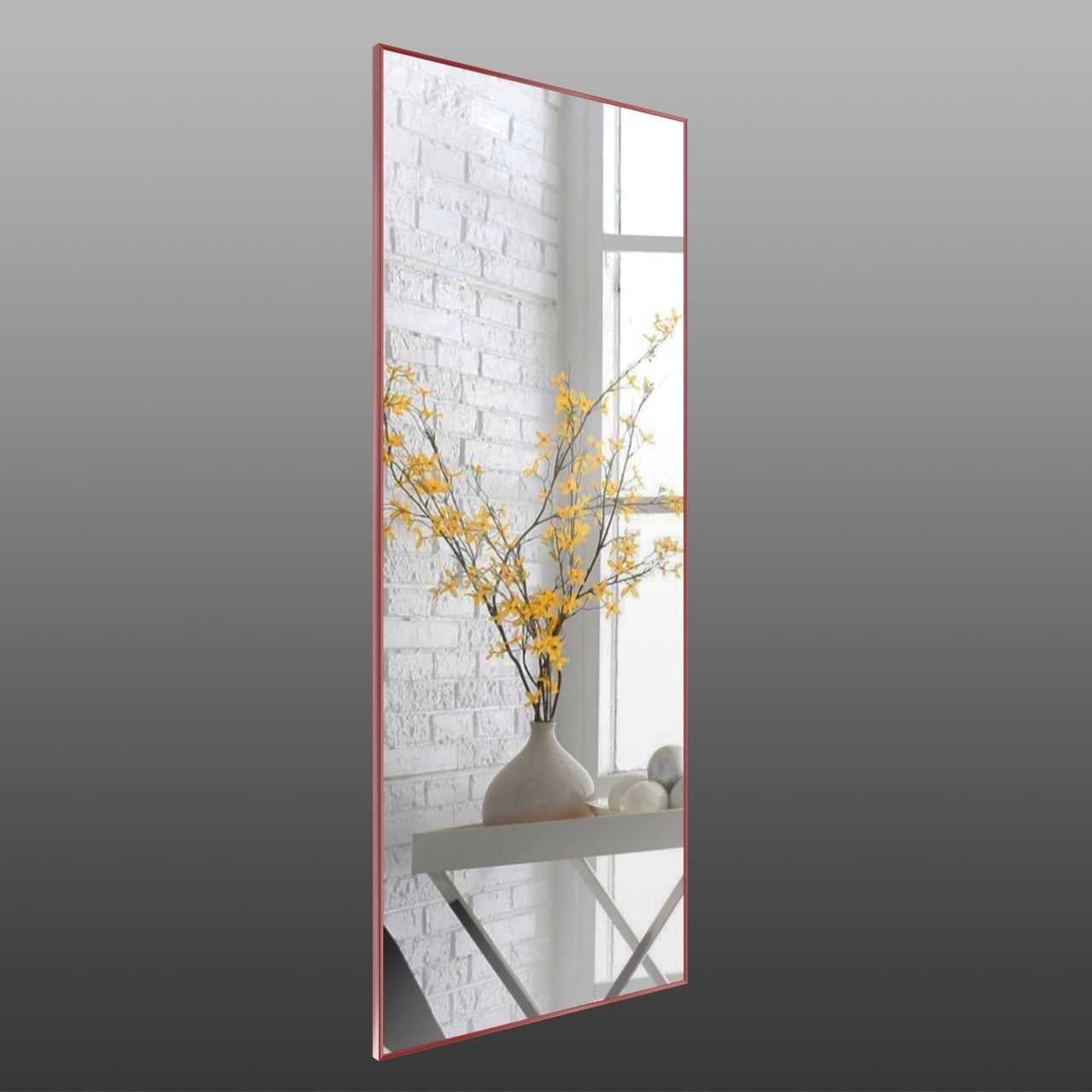 Зеркало настенное в алюминиевой раме Art-Com 1500х700 мм Красный (Alum-Red-21)