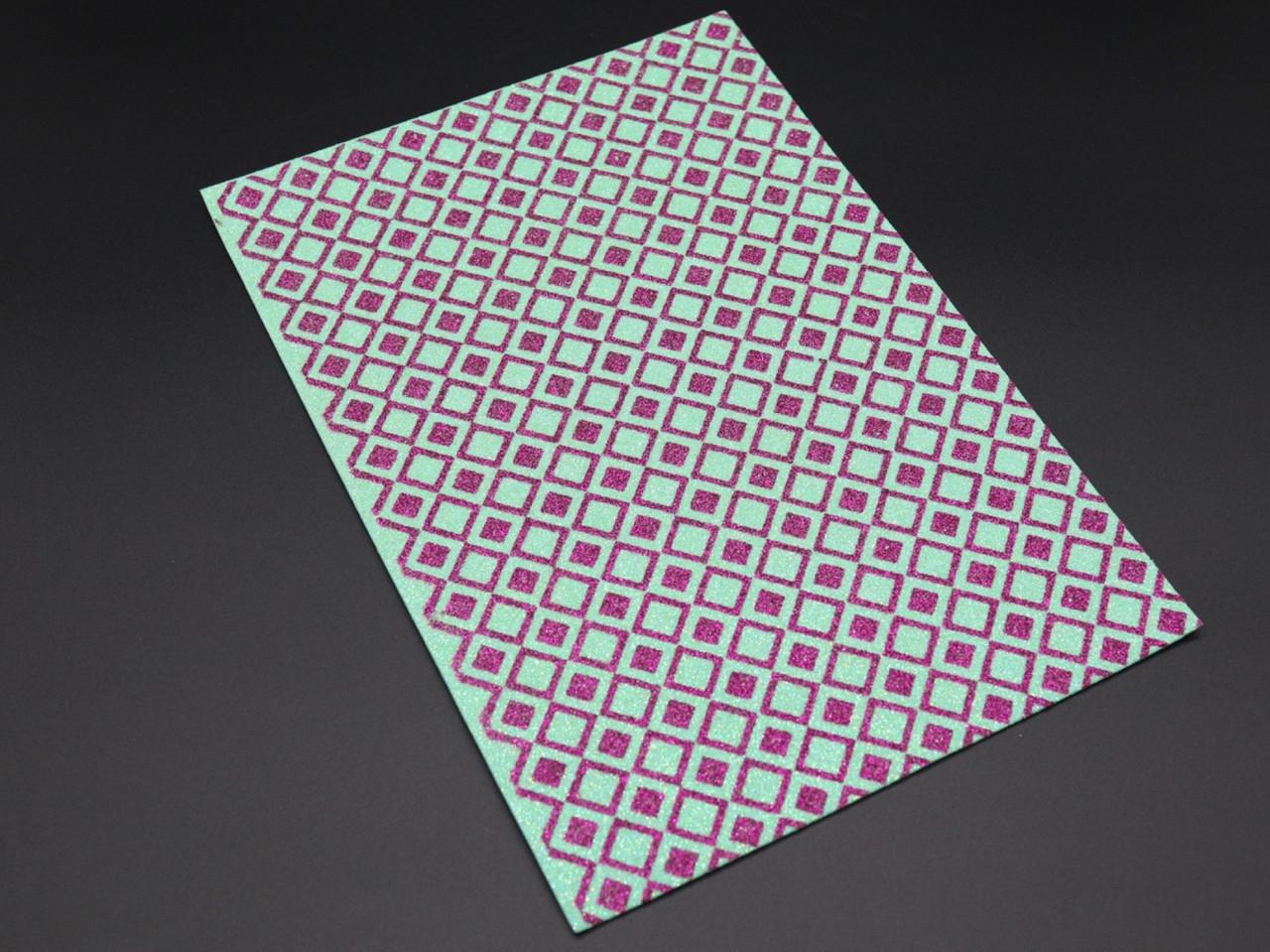 Фоамиран для рукоделия с глиттером узор 30х20 см 2 мм 1 шт. Салатовый (1122800637)