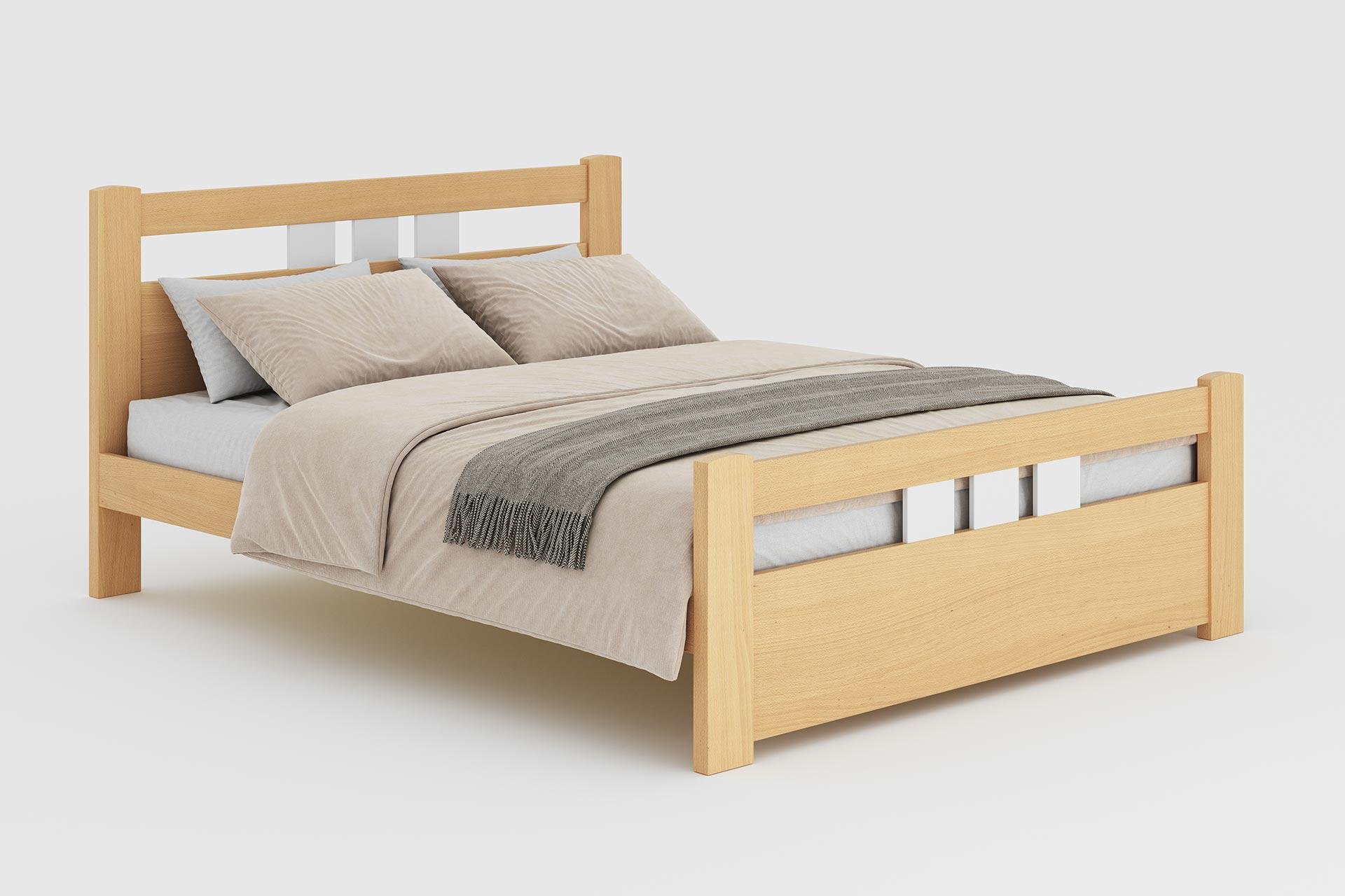 Кровать классическая полуторная Дримка Геракл деревянная 140х200 см см Бук с белыми вставками (49973)