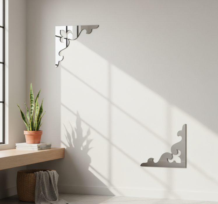 Комплект зеркального декора DFA Угловой узор для стен и мебели 2 шт. Серебристый (YA00081-S)