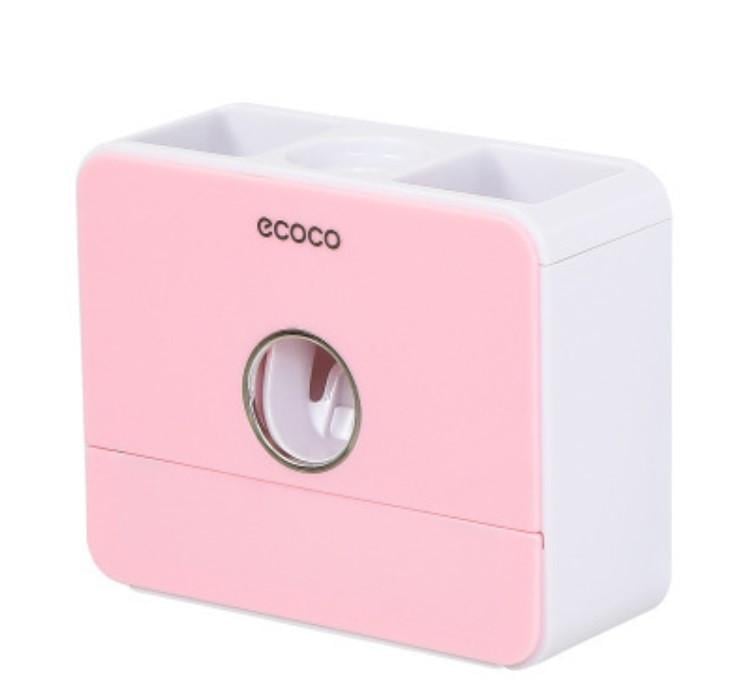 Органайзер ECOCO E1710 с диспенсером и ультрафиолетовым стерилизатором зубных щеток 4в1 Бело-розовый (SUN4941)