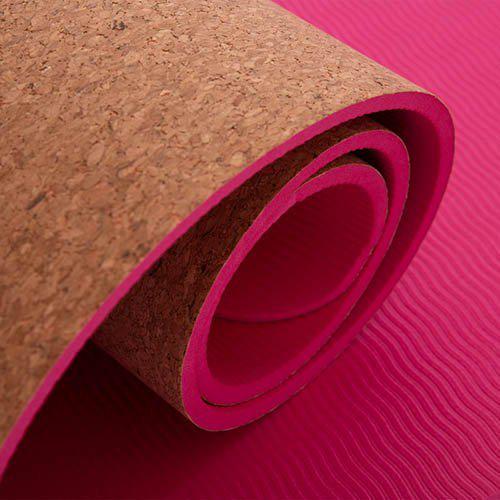 Коврик для йоги FI-2433 пробковый каучуковый Розовый (56508150) - фото 2