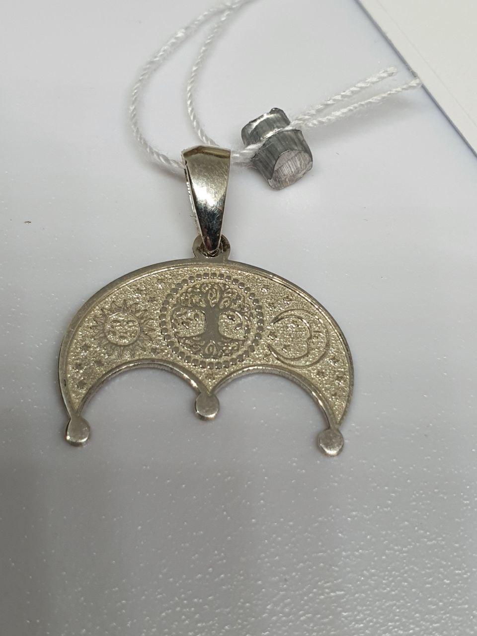 Срібна підвіска кулон амулет Лунниця з деревом роду 925 проба 2 см без покриття (2786022004)
