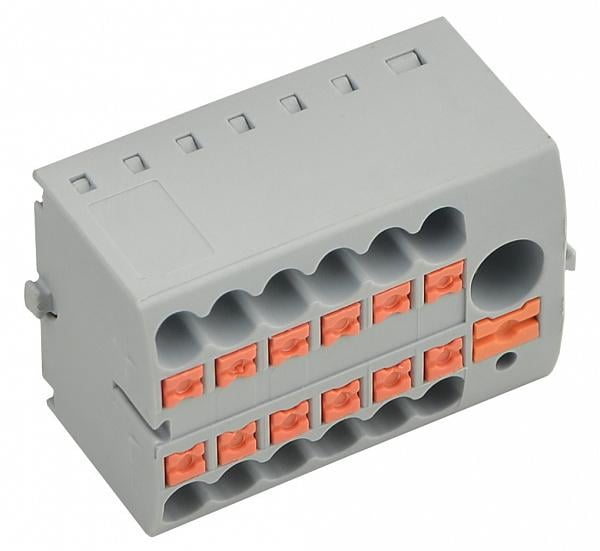 Блок распределительный клеммный АСКО-УКРЕМ DTB-12 24А вход 0,5-10 мм2 выход 12x0,2-4 мм2 (A0130010156)