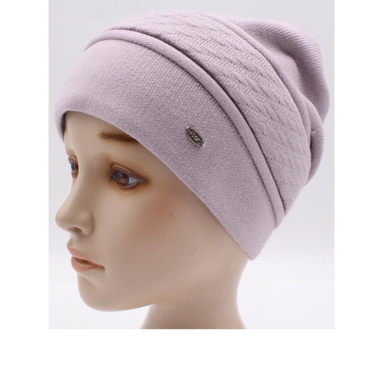 Шапка женская объемная утепленная флисом Leks Лагода one size Лаванда