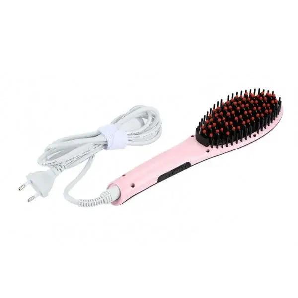 Электрическая расческа-выпрямитель Fast Hair Straightener HQT-906 для выравнивания волос Розовый