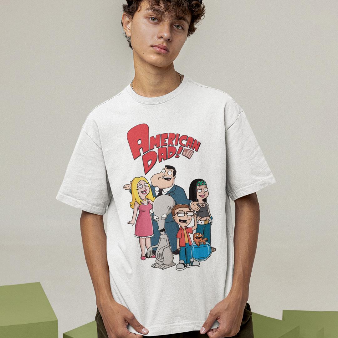 Футболка унісекс American Dad All Characters wht 2XL Білий (31798209)