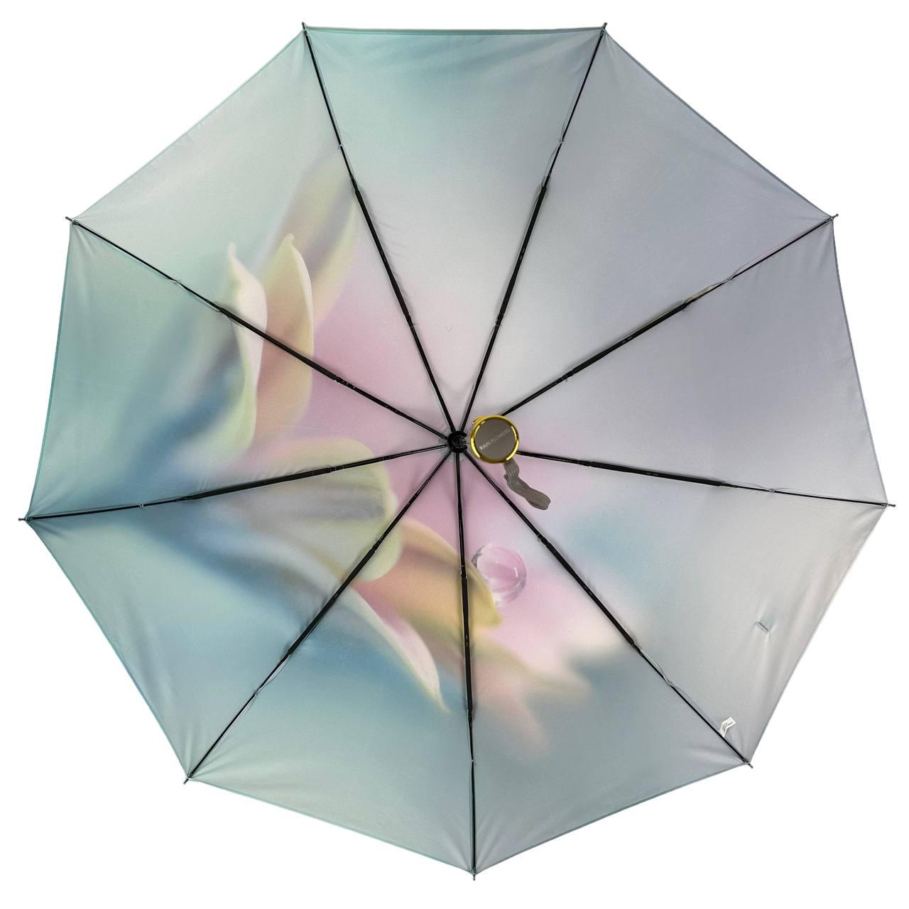 Зонт женский автомат Rain Flower цветочный принт в подарочной упаковке с платком (01030-6) - фото 4