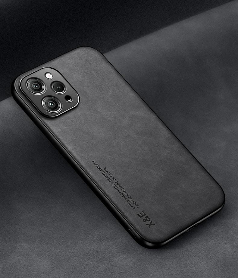 Кожаный чехол XnE Xiaomi Redmi 12 с металлической вставкой Black (34283-2B)