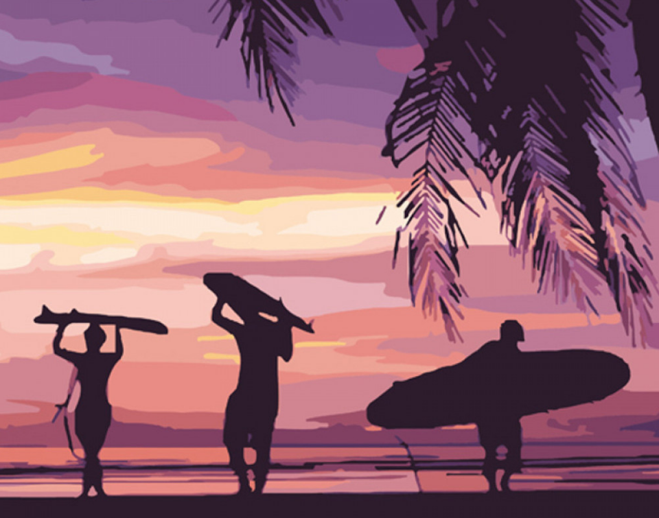 Картина по номерам Strateg Серфинг на закате 40x50 см (GS800)