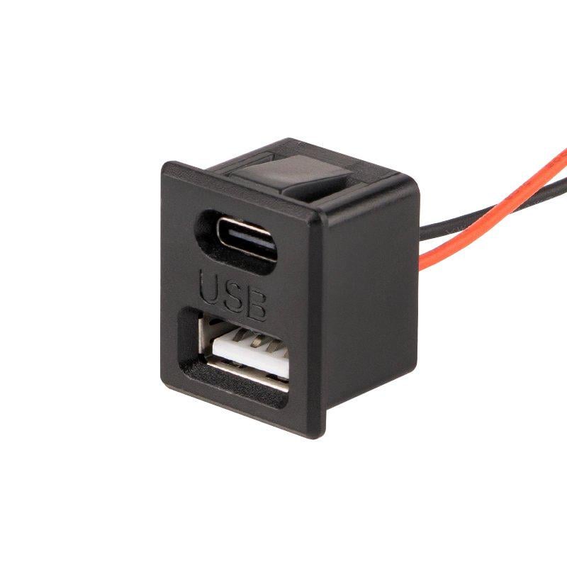 Гнездо USB A+ type-C монтажное с кабелем (A150028)