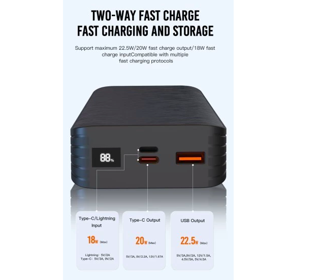 Повербанк Xo PR144 20000 mAh PD 20W/QC 22,5W Fast Charging Black - фото 3 Повербанк Xo PR144 20000 mAh PD 20W/QC 22,5W Fast Charging Black - фото 3