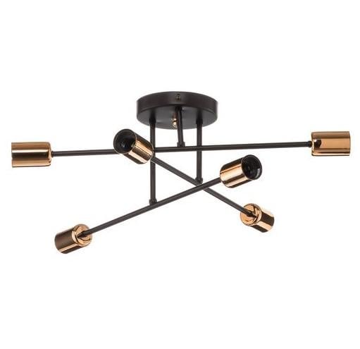 Люстра стельова в стилі лофт Trit-BG6 на 6 ламп E27 з патронами Чорний/Золото