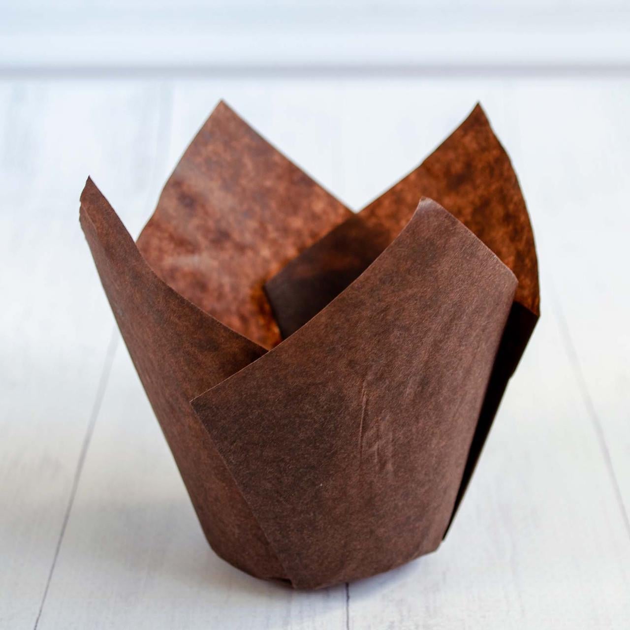 Форма для кексов/маффинов/капкейков бумажная тюльпан 160x50 мм 20 шт. Коричневый (50043)