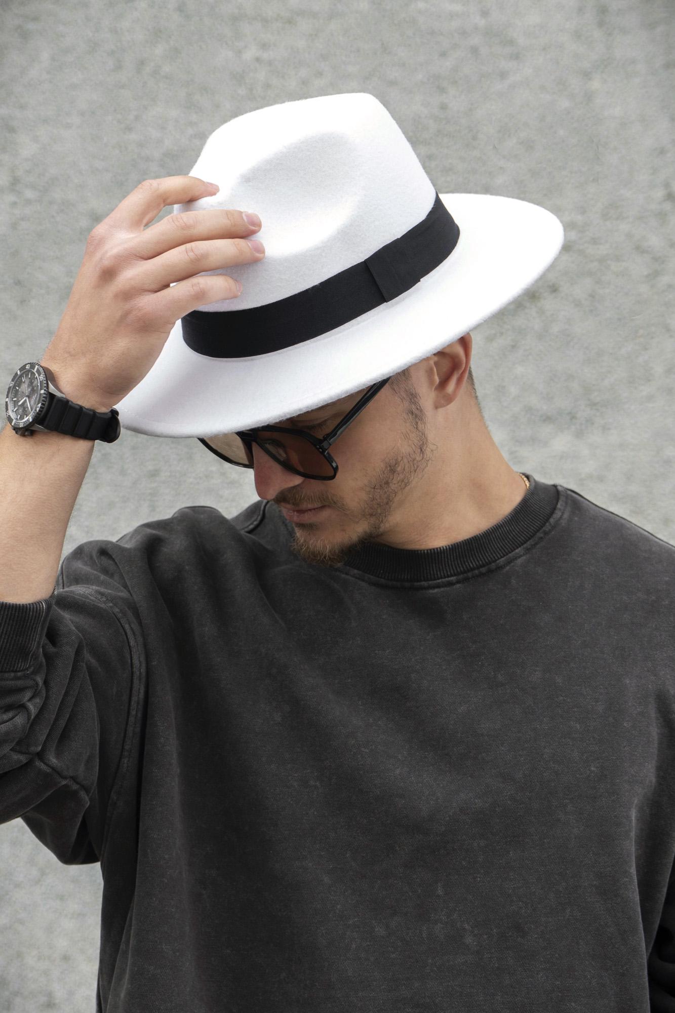 Шляпа мужская Without Fedora с лентой White (8049690)