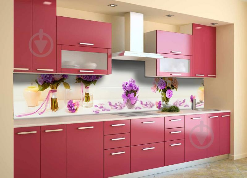 Скинали на кухню Zatarga «Цветочные Букеты» 650х2500 мм виниловая 3Д наклейка кухонный фартук самоклеящаяся Z180669/1