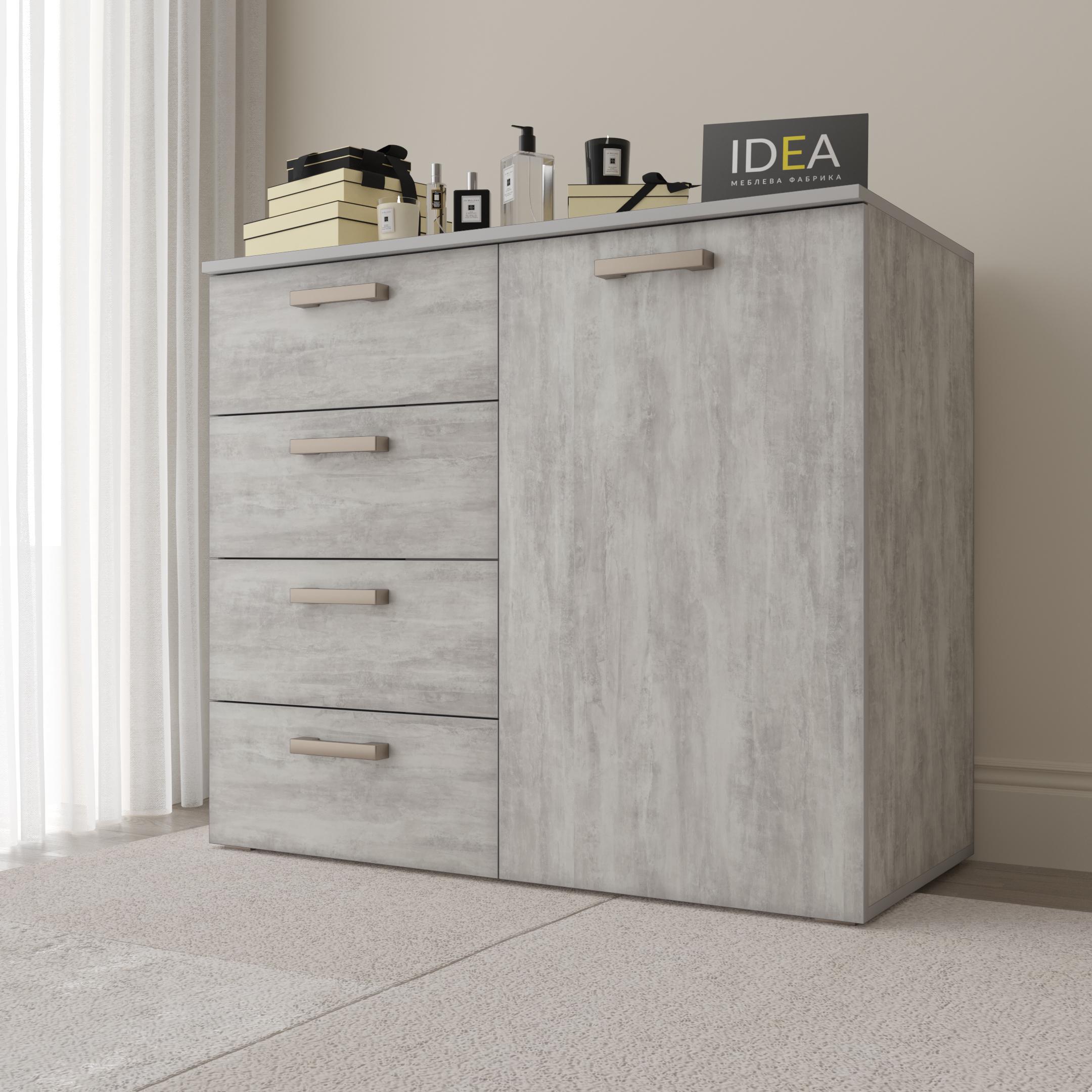Комод Idea ТКБ-363.4 на 4 шухляди з дверима Бетон урбан (26718264)