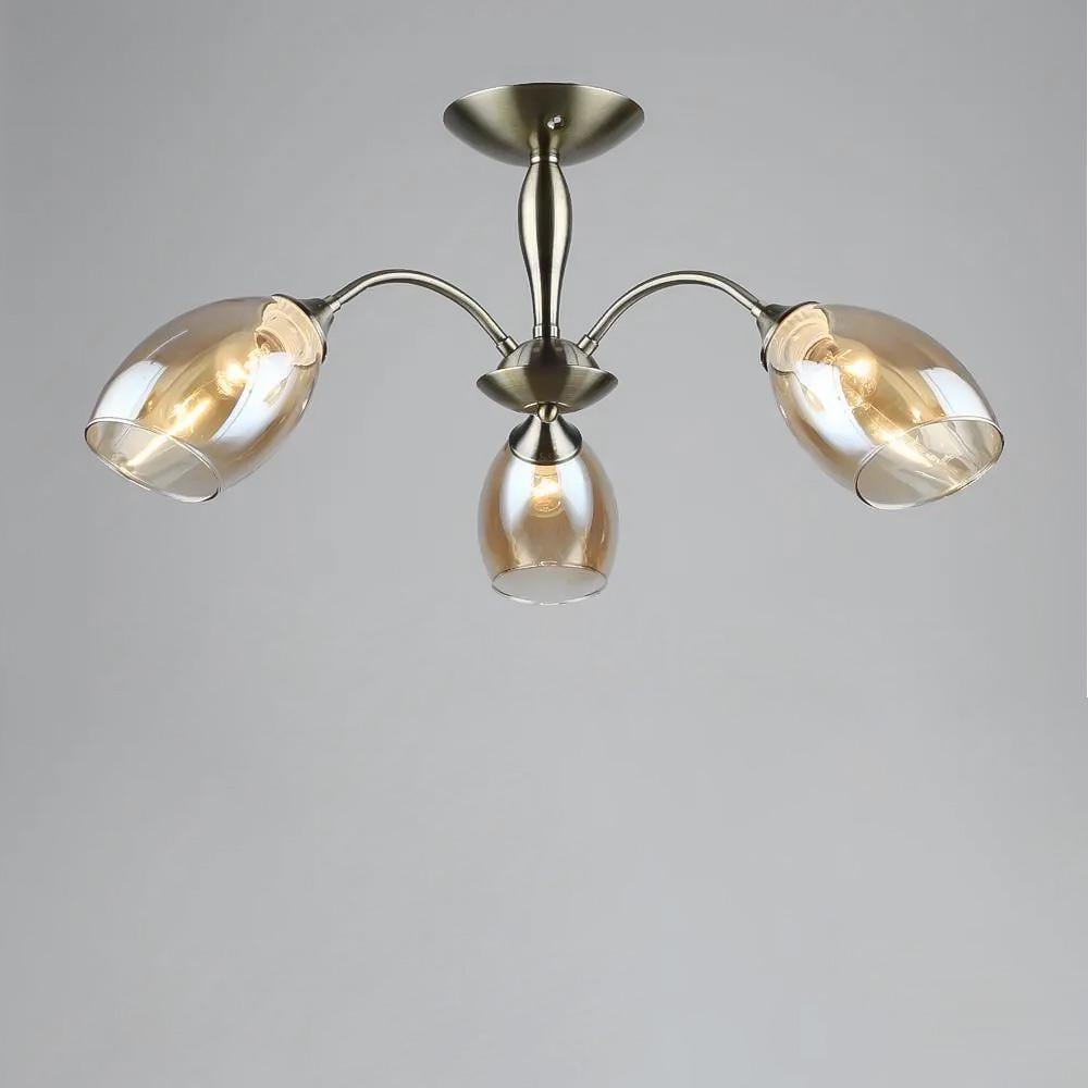 Люстра стельова Light House SR-19203/3 AB E27 680х300 мм Бронзовий/Бурштиновий Люстра стельова Light House SR-19203/3 AB E27 680х300 мм Бронзовий/Бурштиновий