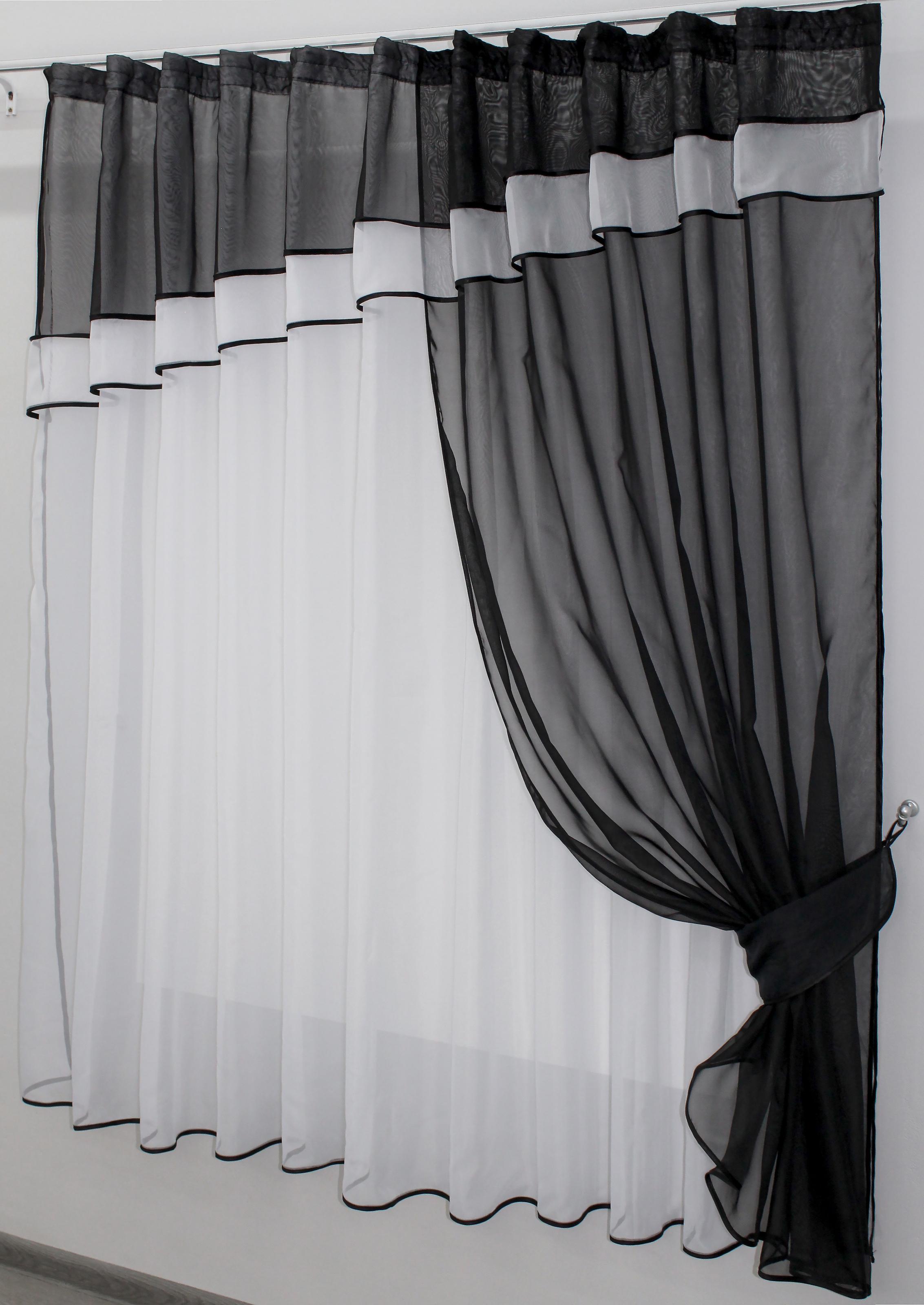 Занавеска кухонная VR-Textil № 018к с ламбрекеном 270х170 см Белый/Черный (50-318) - фото 2 Занавеска кухонная VR-Textil № 018к с ламбрекеном 270х170 см Белый/Черный (50-318) - фото 2