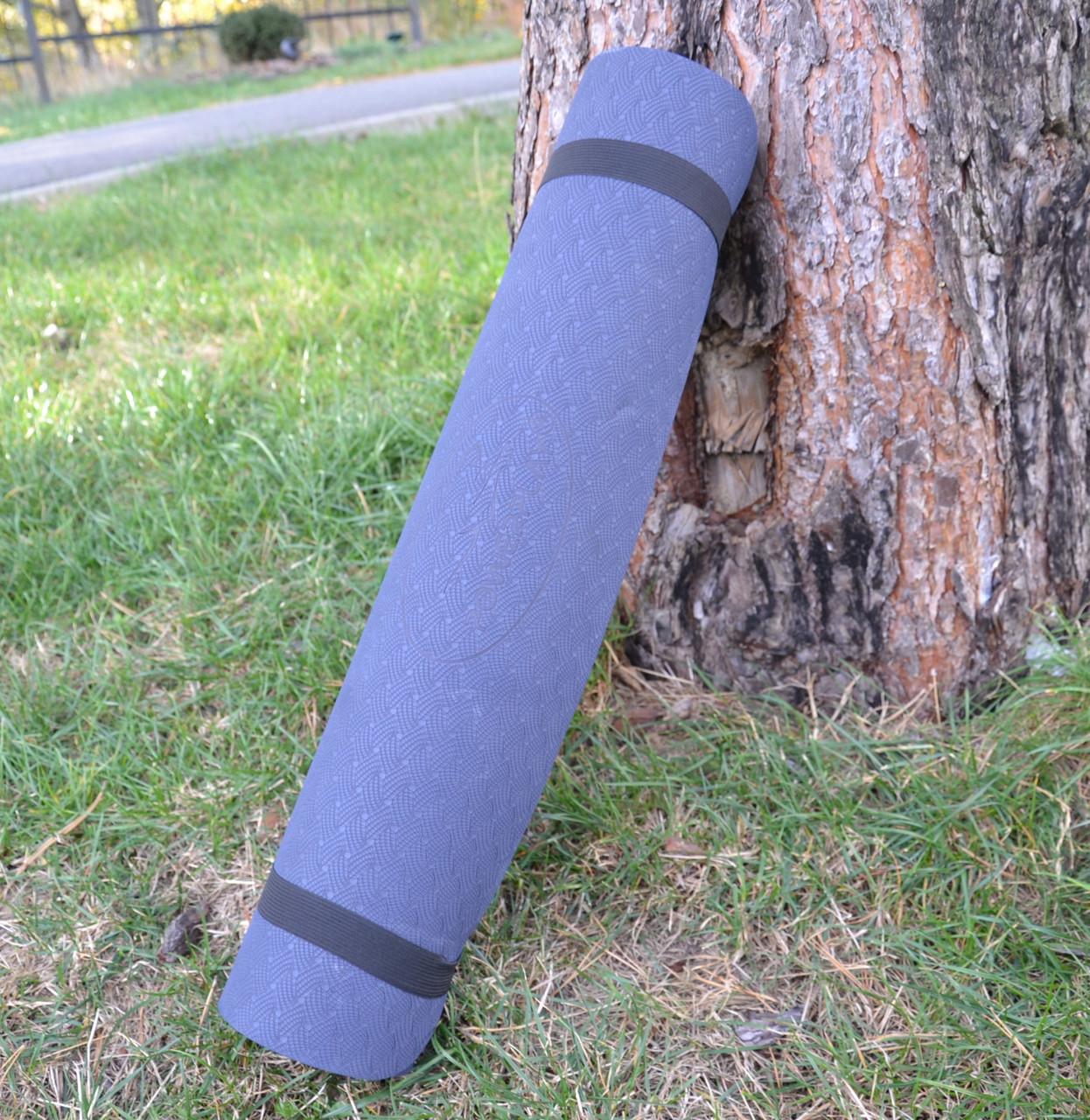 Коврик для йоги и фитнеса PowerPlay 4150 TPE Premium Performance Mat 183x61x0,6 мм Синий (A-011857) - фото 6