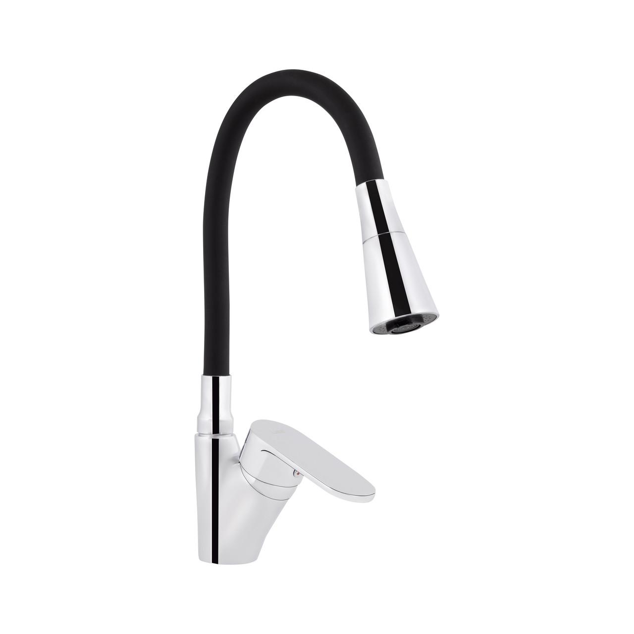 Змішувач для кухні Lidz Tani 007F3 з гнучким виливом k40 LDTAN007F3BCR37649 Black/Chrome (2553575315)