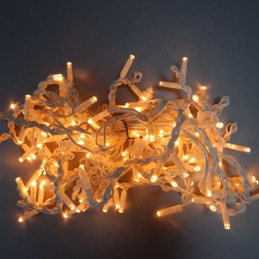 Гирлянда уличная Бахрома LED 140 белый провод Желтый (1-76)