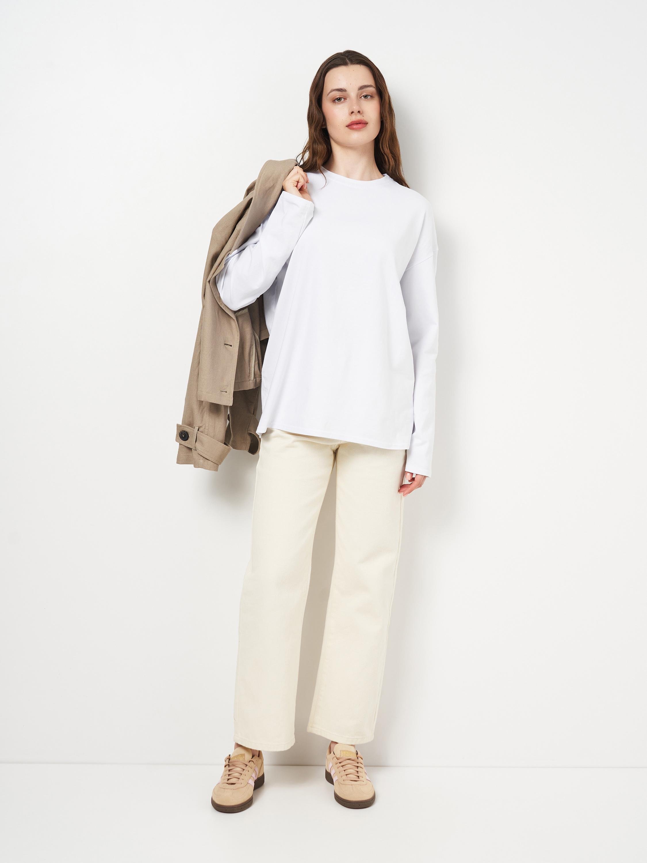 Лонгслів жіночий Hibrand оверсайз Білий (Wm158) - фото 3