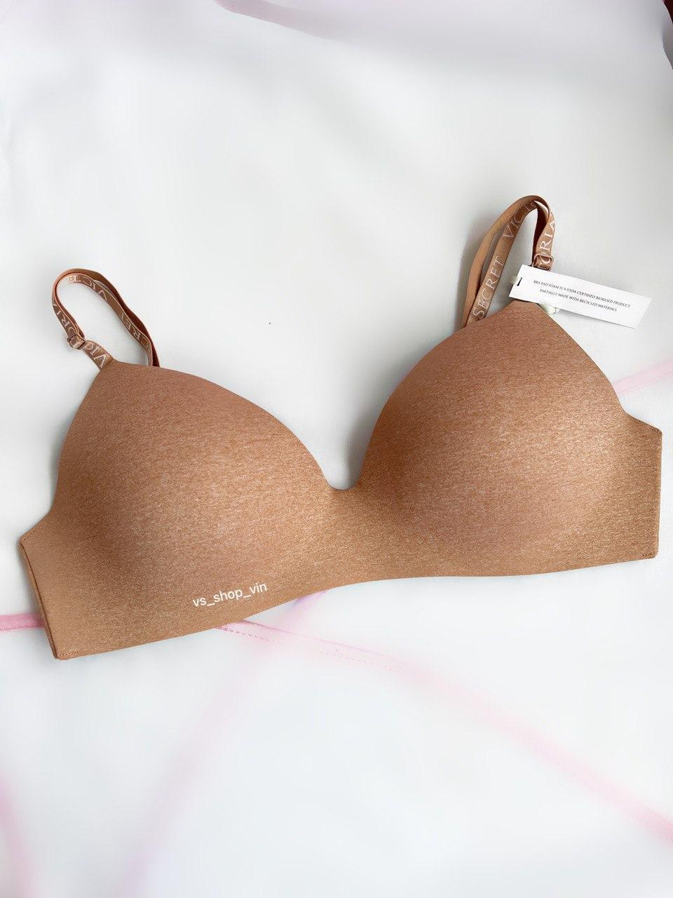 Бюстгальтер безкаркасний Victoria's Secret Lightly-Lined Wireless Bra 85C 38C Бежевий - фото 5