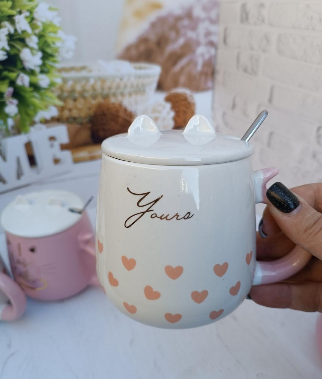 Кружка SNT Cat style з кришкою та ложкою кераміка 460 мл (20625-2) - фото 2 Кружка SNT Cat style з кришкою та ложкою кераміка 460 мл (20625-2) - фото 2