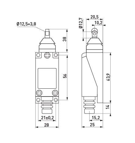 Выключатель концевой E.NEXT e.limitswitch.06 1NO+1NC шток с вертикальным роликом 5A 230 V (s0070010) - фото 2