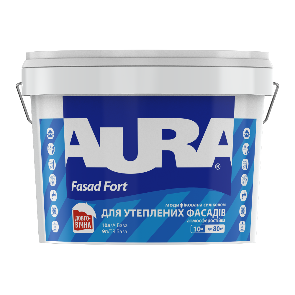 Краска силиконизированная фасадная Aura FASAD FORT 10 л Белый В1 (1777522169)