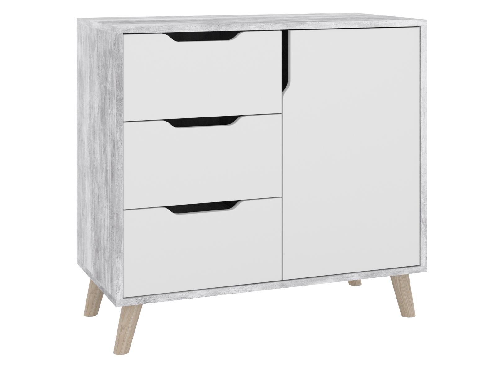 Комод с ящиками PEHOTIN Ретро К-3+1 ДСП 80х40х75,5 см Бетон/Белый (PN-100464)