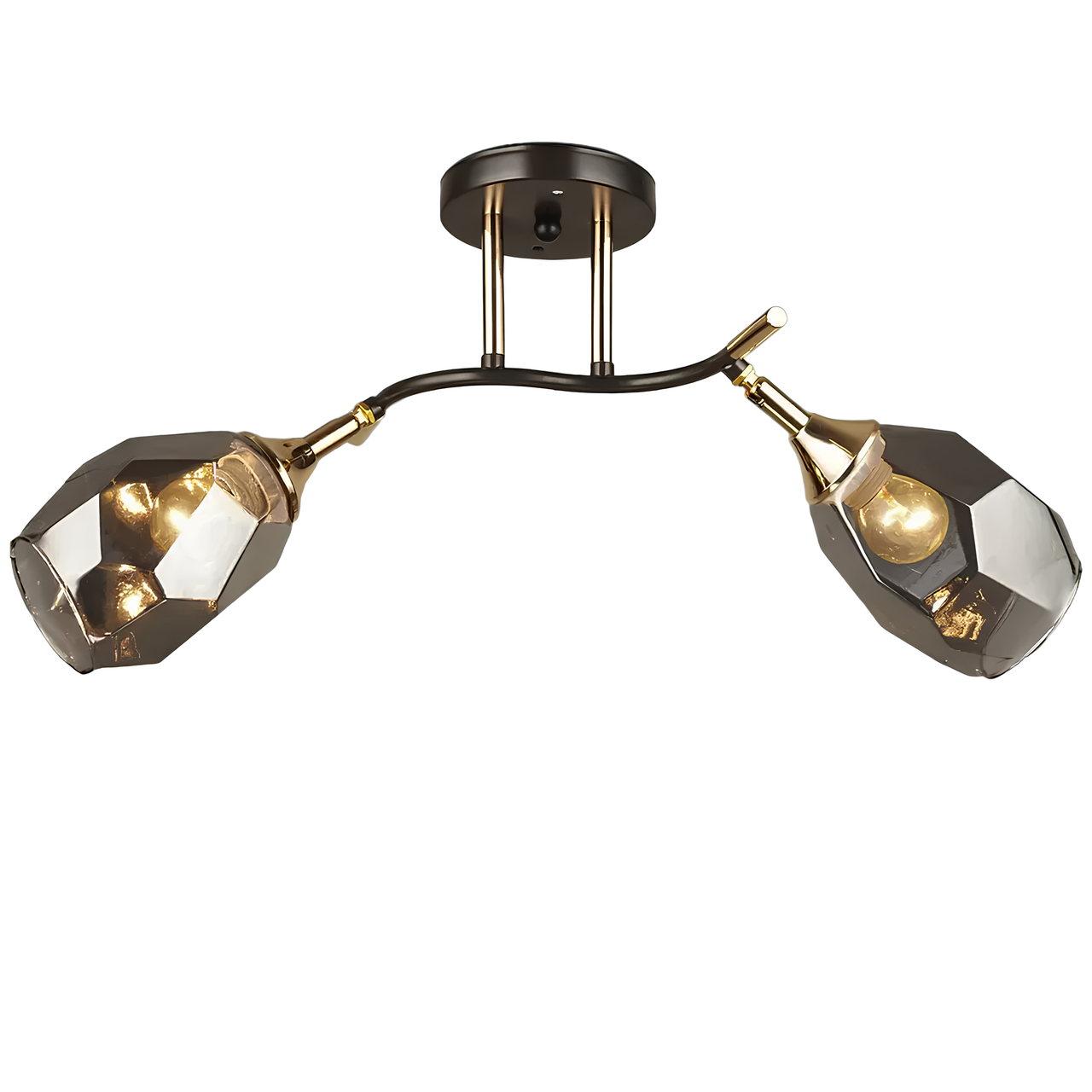 Люстра Svet на два плафона с поворотным механизмом под лампы Е27 коричнево-золотой (SR-K2105/2 CF+FGD)
