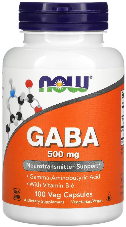 Гамма-аминомасляная кислота Gaba NOW Foods с витамином В6 500 мг 100 капсул
