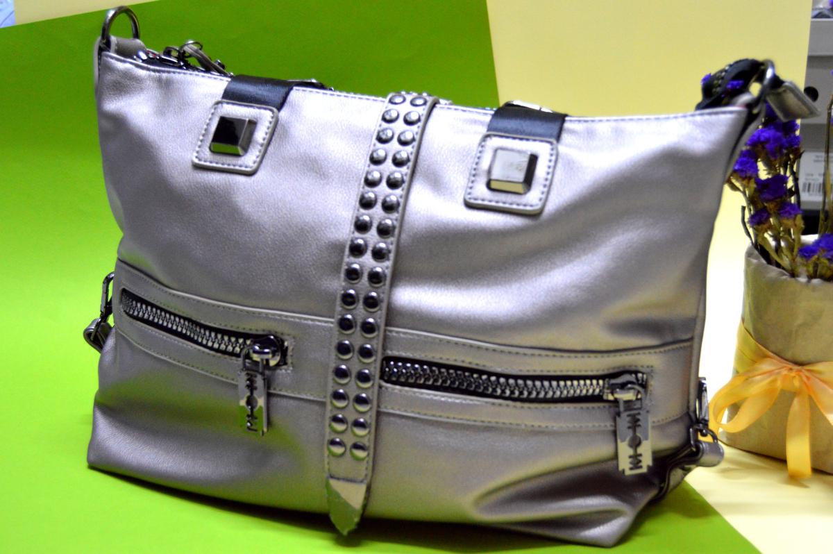 Жіноча сумка-трансформер Pele Velini Темно-срібний (1191)