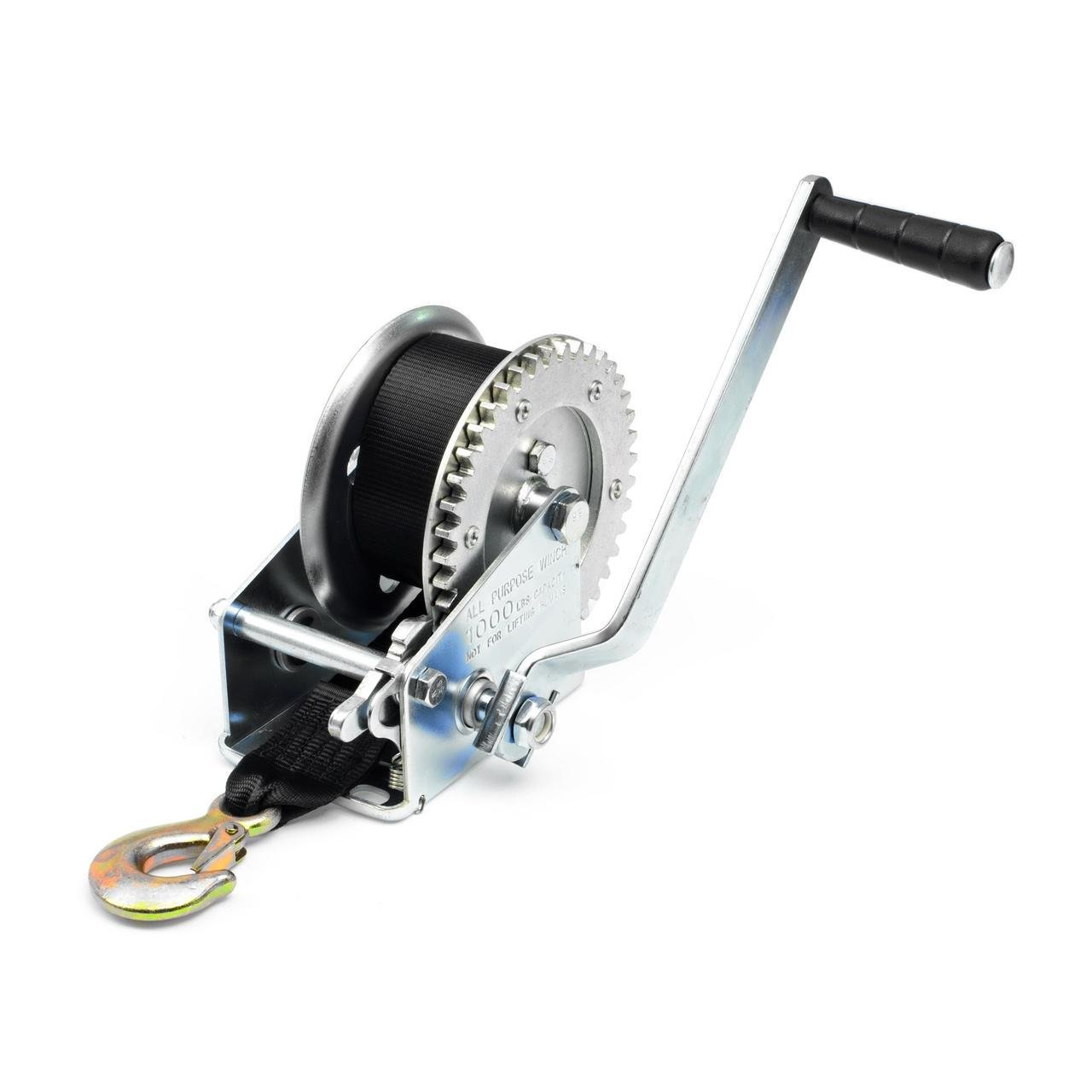 Якірна лебідка ручна з ременем та гачком 1000 lbs з реверсом металева