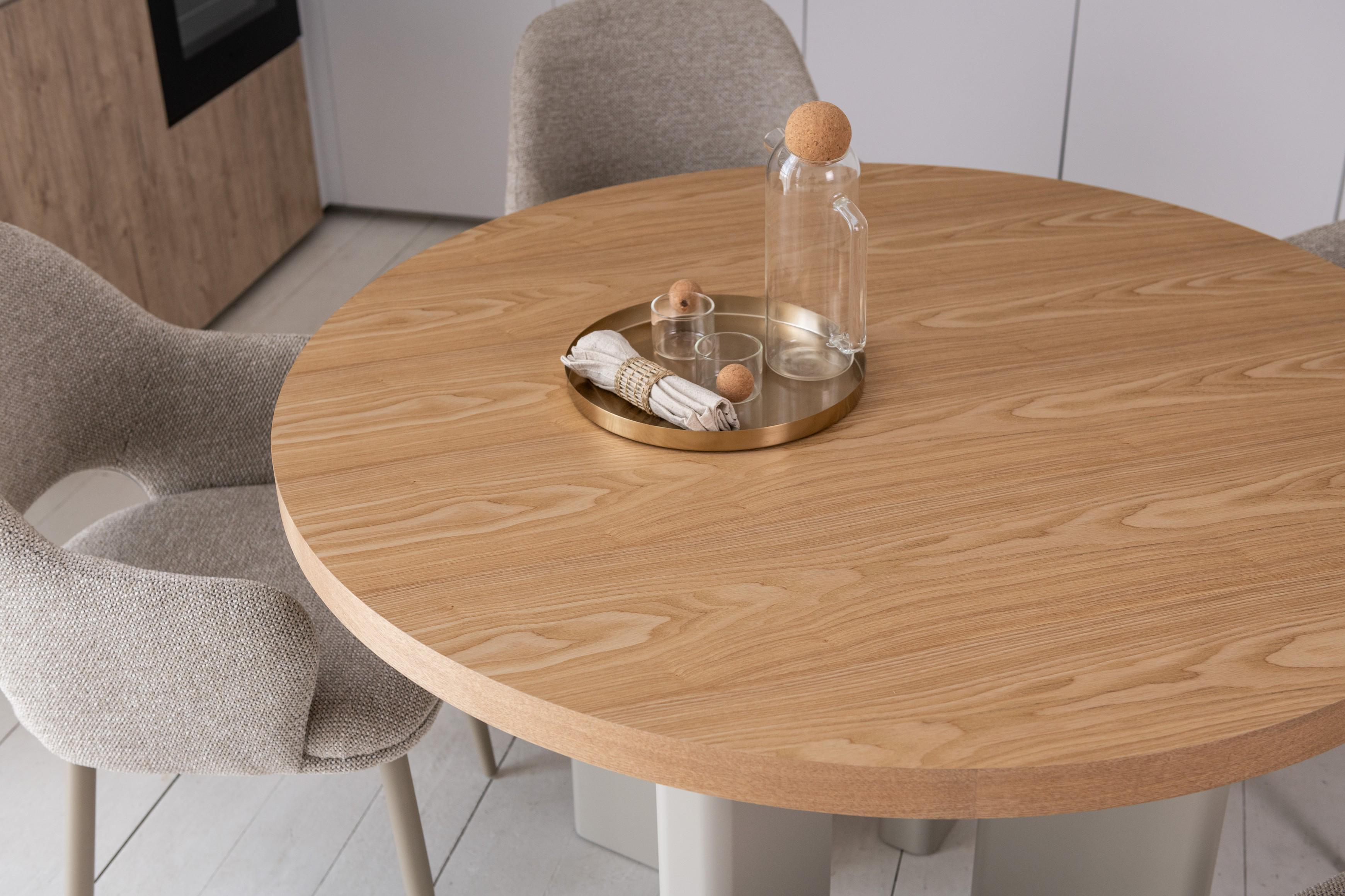 Стол обеденный круглый Амбра Ветро 1200/760 мм МДФ Ясень/Теплый песок (TМ-235) - фото 6 Стол обеденный круглый Амбра Ветро 1200/760 мм МДФ Ясень/Теплый песок (TМ-235) - фото 6