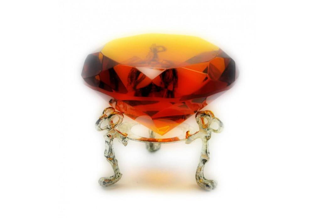 Статуэтка кристалл хрустальный на подставке янтарь 6 см