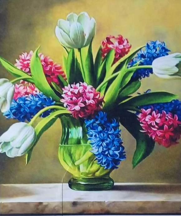 Алмазна мозаїка Весняний букет на полотні з підрамником 30х40 см (GB70341)