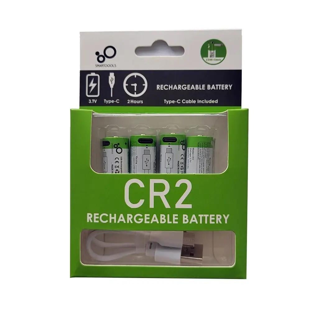 Батарейки CR2 акумуляторні з роз'ємом USB Type-C від Smartoools на 3,7V/300 mAh 4 шт. Батарейки CR2 акумуляторні з роз'ємом USB Type-C від Smartoools на 3,7V/300 mAh 4 шт.