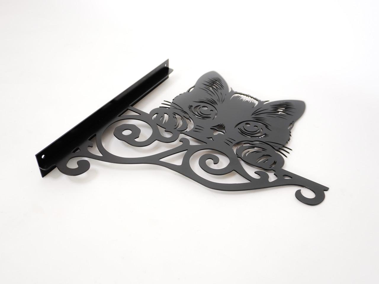 Кронштейн Милый котенок для кашпо с цветами метал Черный (Б012) - фото 6 Кронштейн Милый котенок для кашпо с цветами метал Черный (Б012) - фото 6