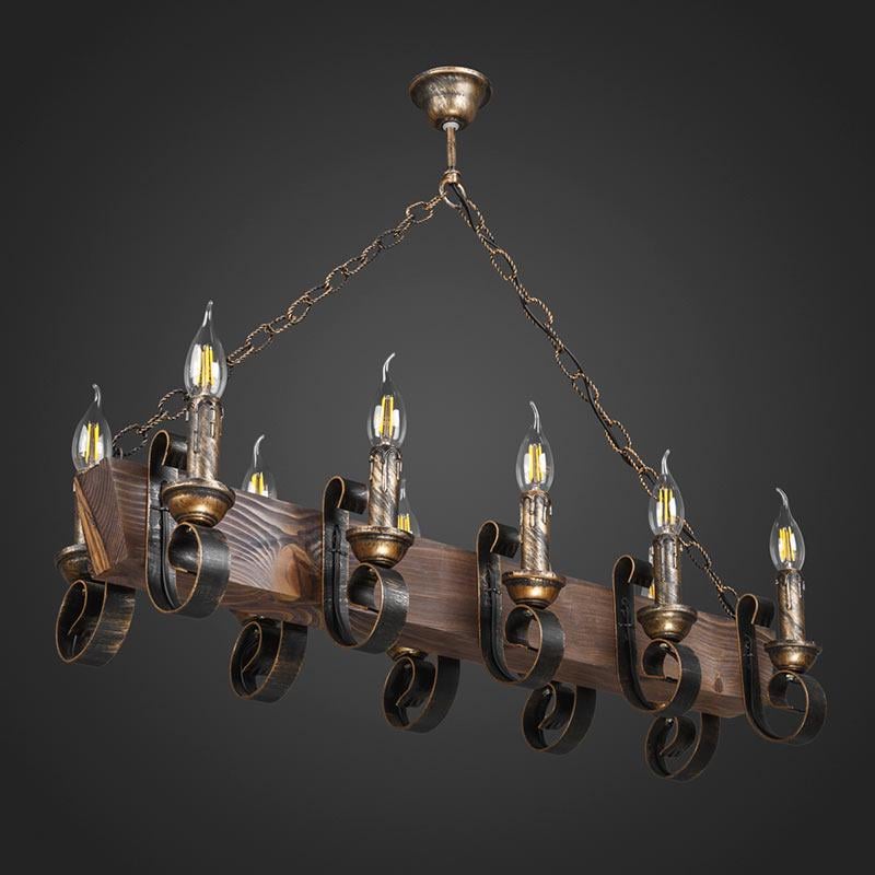 Люстра подвесная деревянная свечи Light House DL-13044 Бронзовый