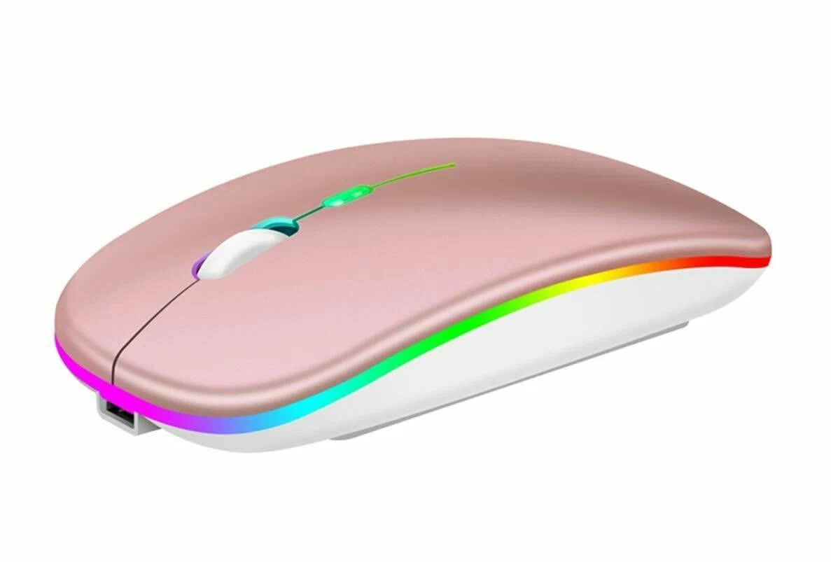 Компьютерная мышка беспроводная Bluetooth 5.2/2.4Ghz USB/подсветка RGB/аккумулятор Розовое золото (30659403)