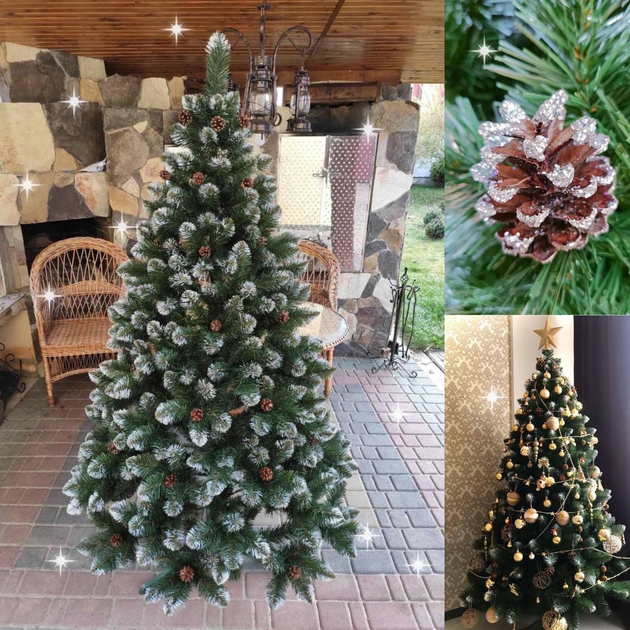 Ялинка штучна Хатинка Елітна з шишками та підставкою 2 м Зелений (Е 2) - фото 3 Ялинка штучна Хатинка Елітна з шишками та підставкою 2 м Зелений (Е 2) - фото 3